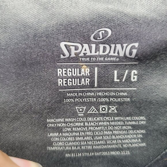 Spalding Shirt Mens Large Black T-Shirt Performance Polyester Reflective *NWT* - Picture 2 of 9